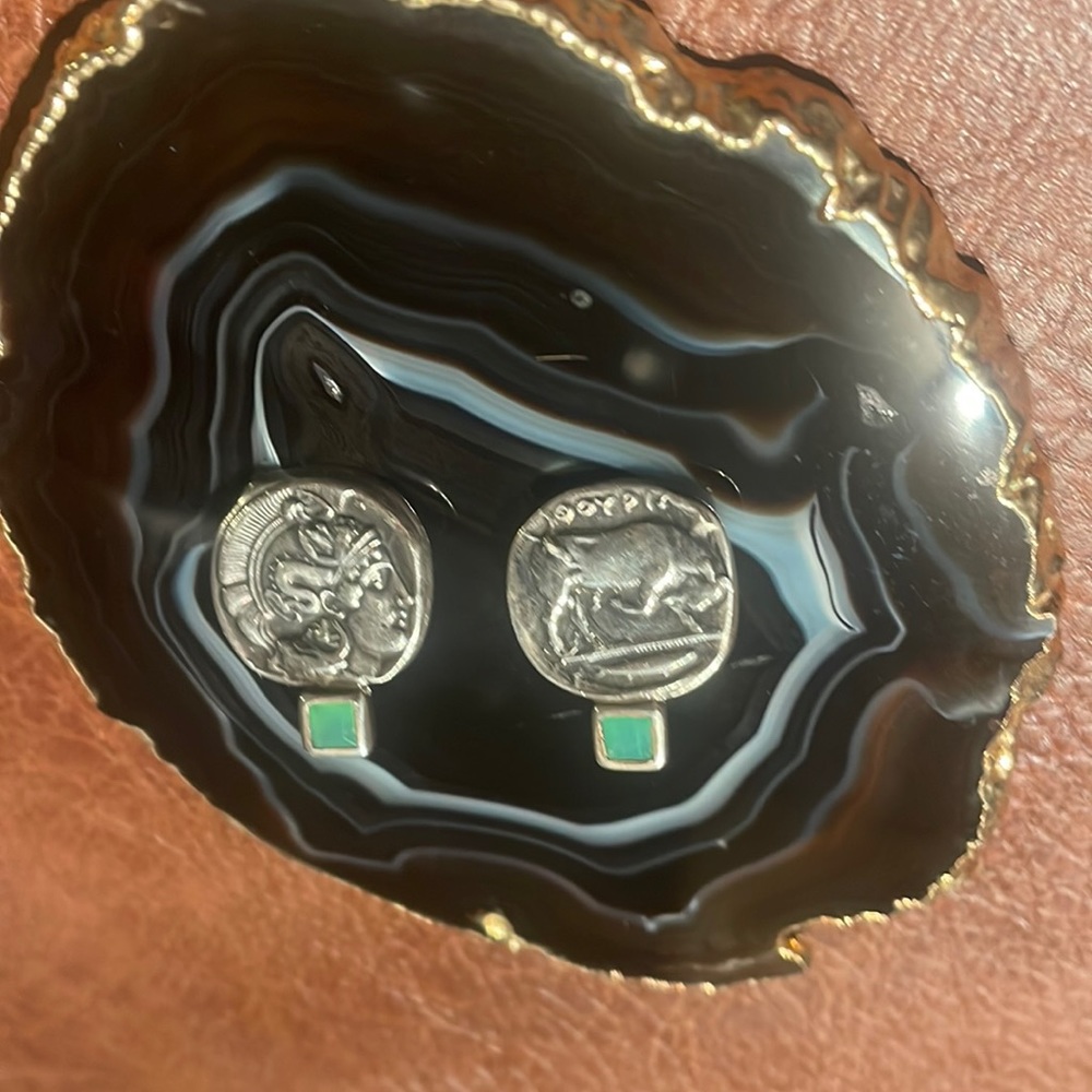 Athena and Bull with green stone